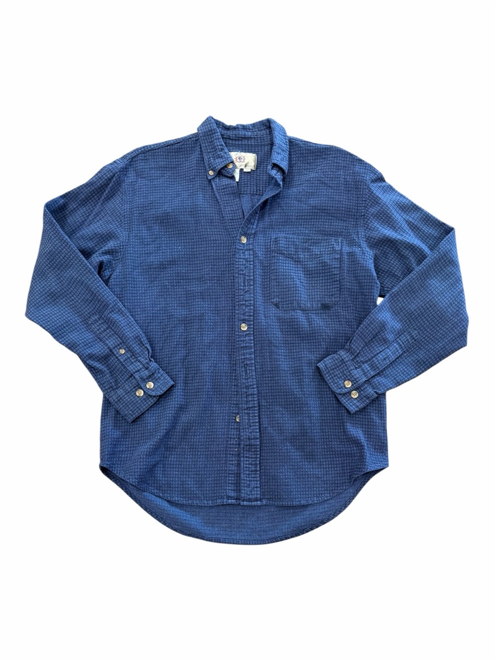The Territory Ahead Men's Blue Checked Waffle Knit Button-Down Shirt M